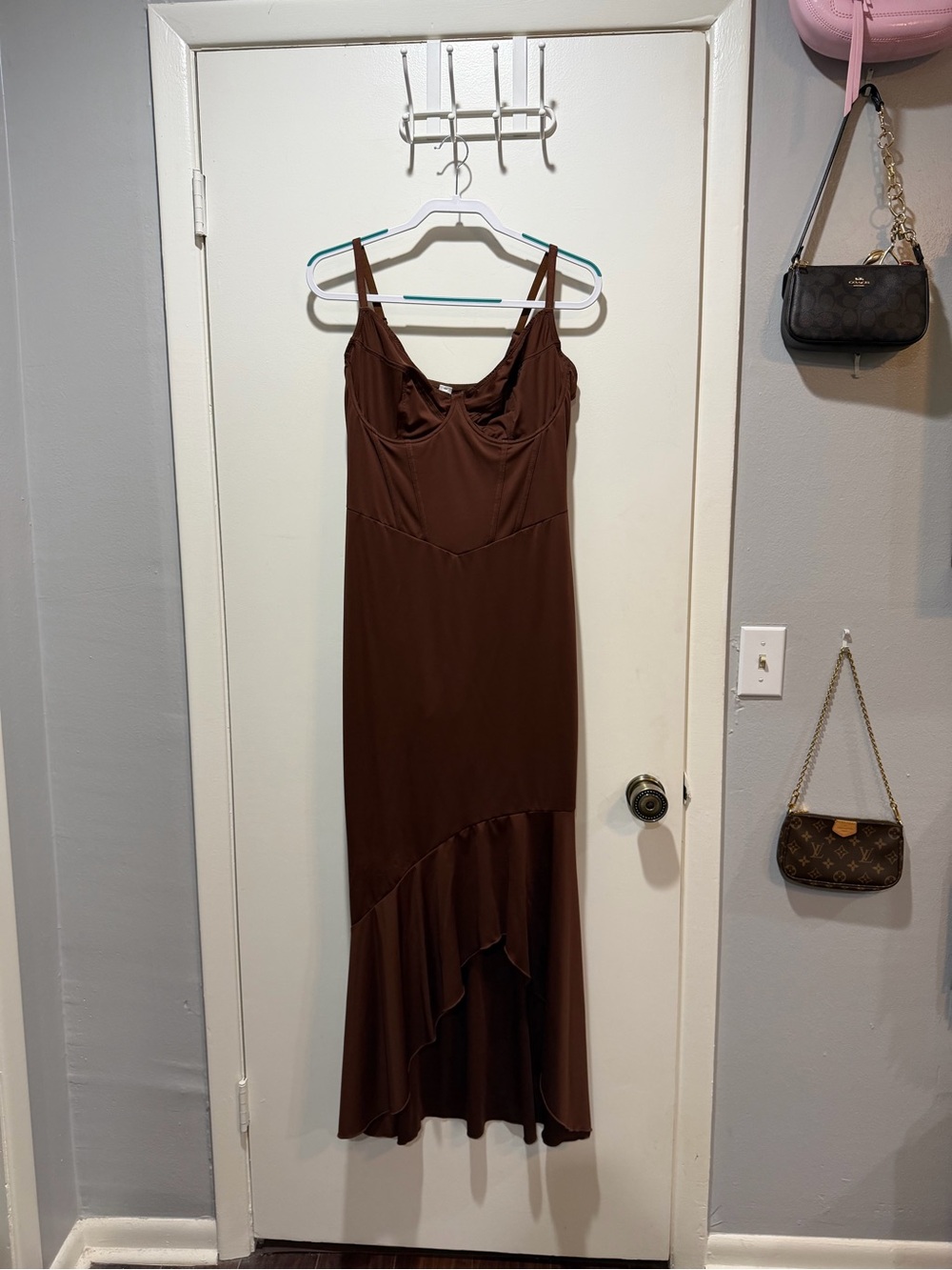 Women's Brown Dress with Ruffle Hem